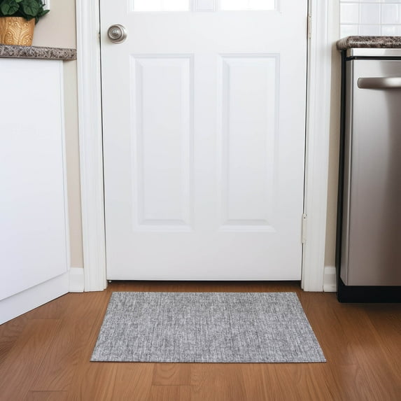 Addison Rugs Chantille Indoor/Outdoor Transitional Floral Silver Washable Rectangle Rug, 1'8" x 2'6"