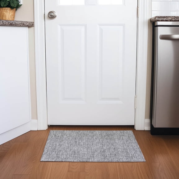 Addison Rugs Chantille Indoor/Outdoor Transitional Floral Silver Washable Rectangle Rug, 1'8" x 2'6"