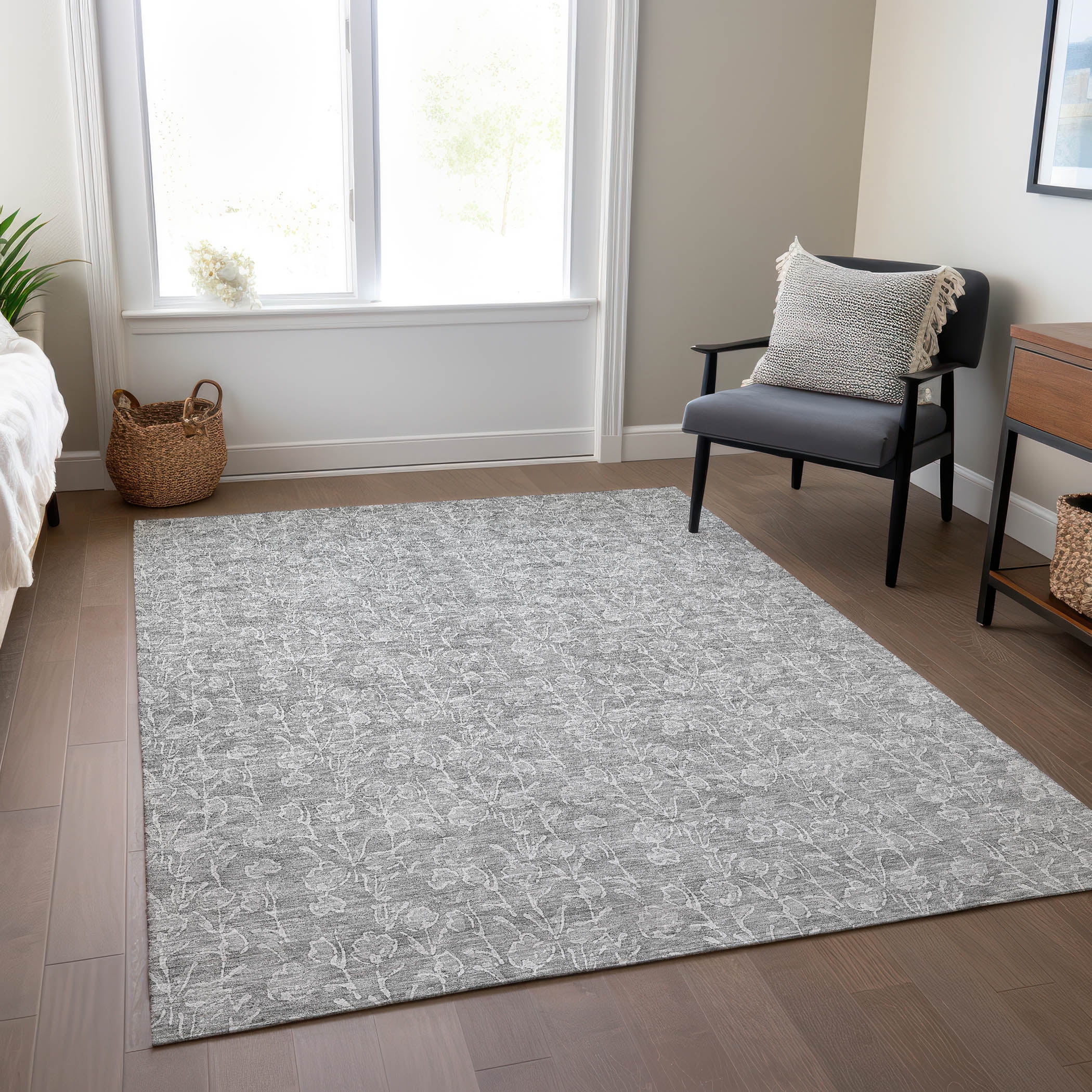 Addison Rugs Chantille Indoor/Outdoor Transitional Floral Silver ...