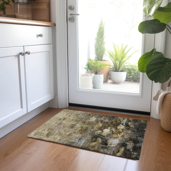Addison Rugs Chantille Indoor/Outdoor Transitional Floral Taupe Washable Rectangle Rug, 1'8" x 2'6"