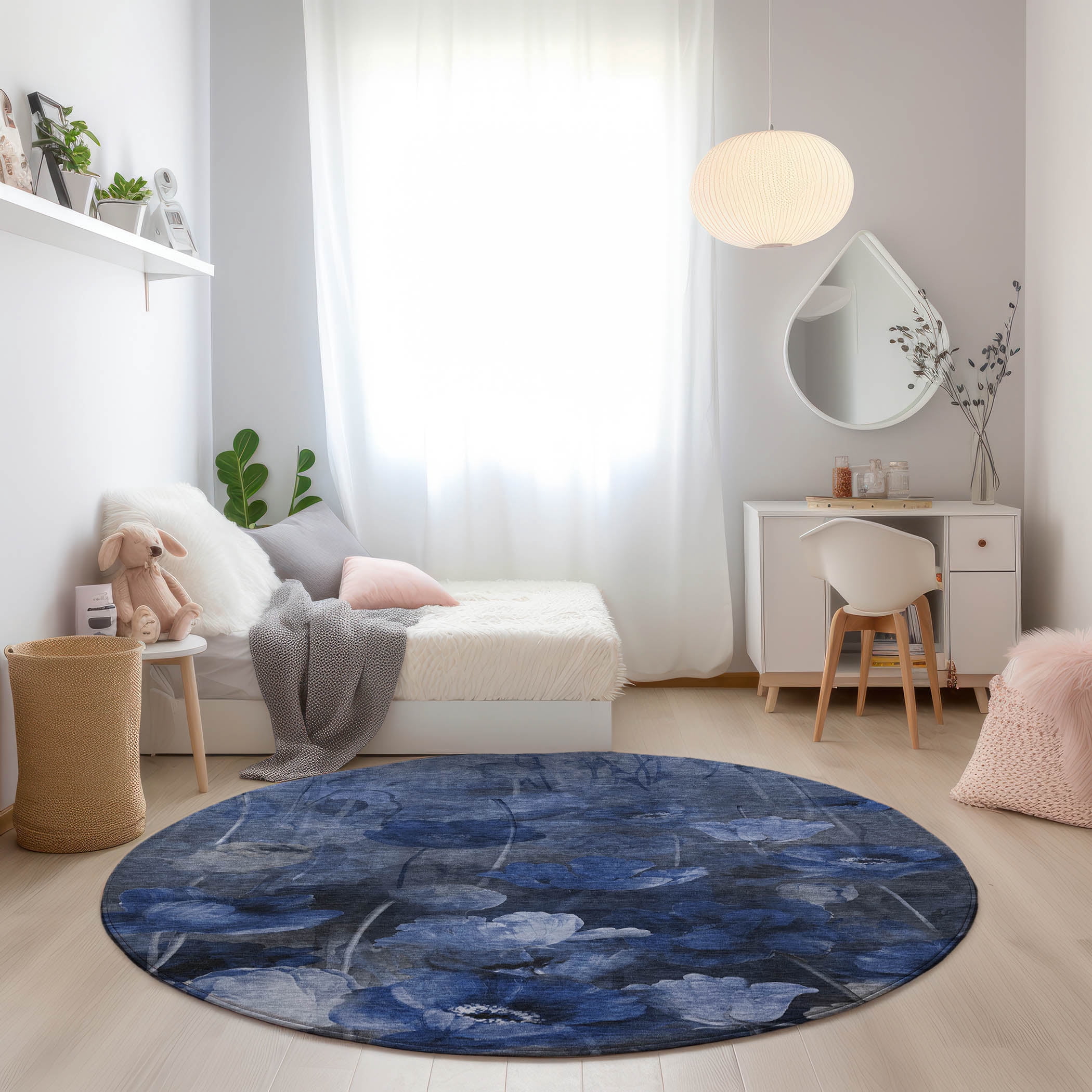 Addison Rugs Chantille Indoor/Outdoor Transitional Floral Blue Washable ...