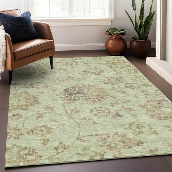 Addison Rugs Chantille Indoor/Outdoor Transitional Floral Aloe Washable Rectangle Rug, 3' x 5'