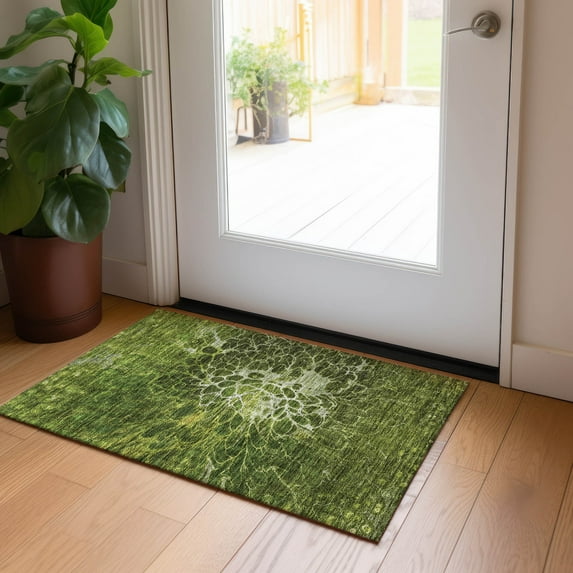 Addison Rugs Chantille Indoor/Outdoor Transitional Modern Olive Washable Rectangle Rug, 1'8" x 2'6"