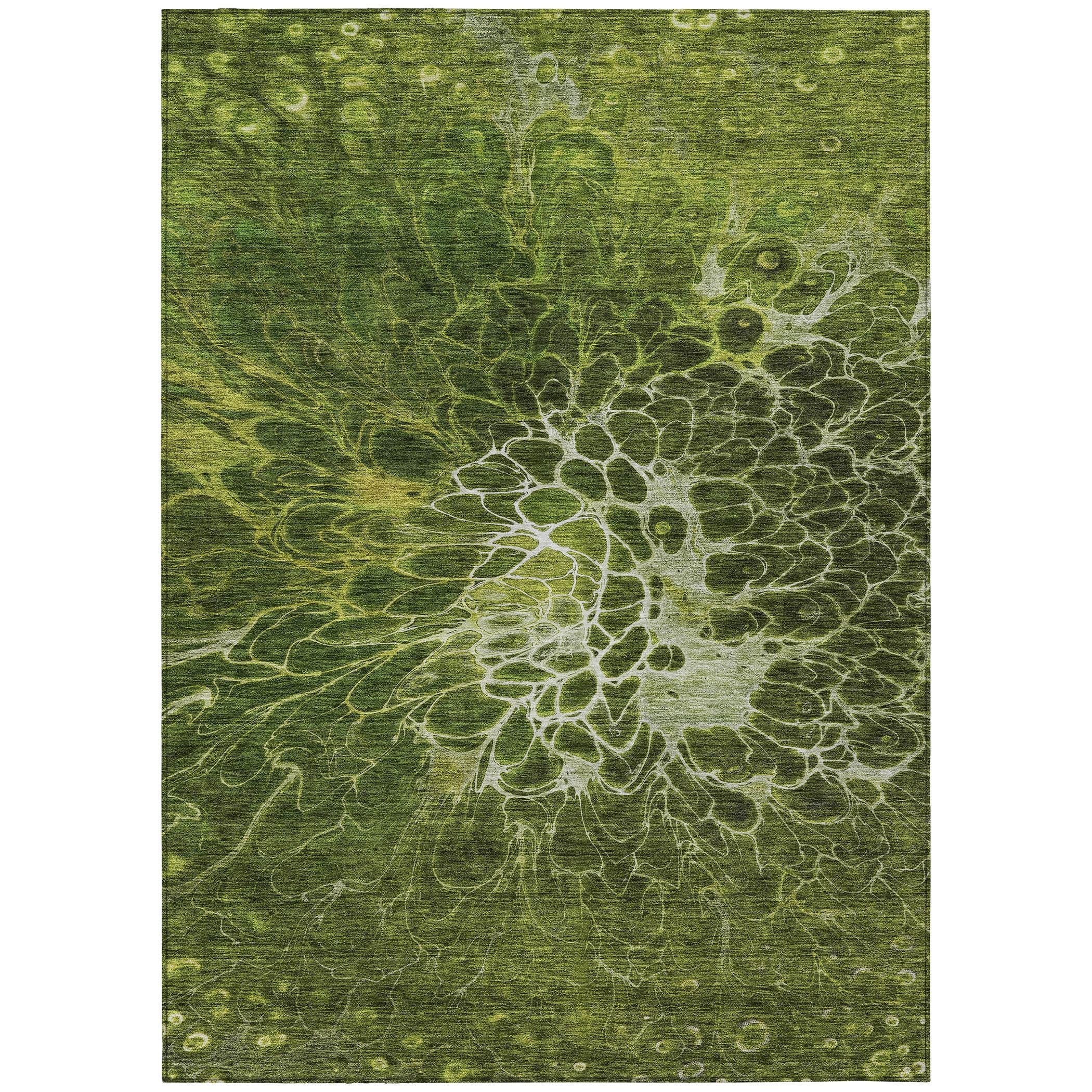 Olive Green Synthetic Flat Woven Washable Area Rug 3' x 5'