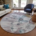 thumbnail image 1 of Addison Rugs Chantille Indoor/Outdoor Transitional Floral Teal Washable Round Rug, 8' x 8', 1 of 5