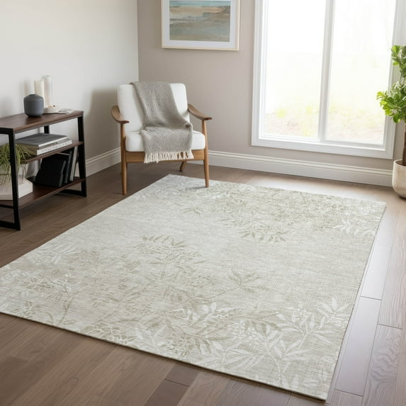 Addison Rugs Chantille Indoor/Outdoor Transitional Floral Beige Washable Rectangle Rug, 3' x 5'