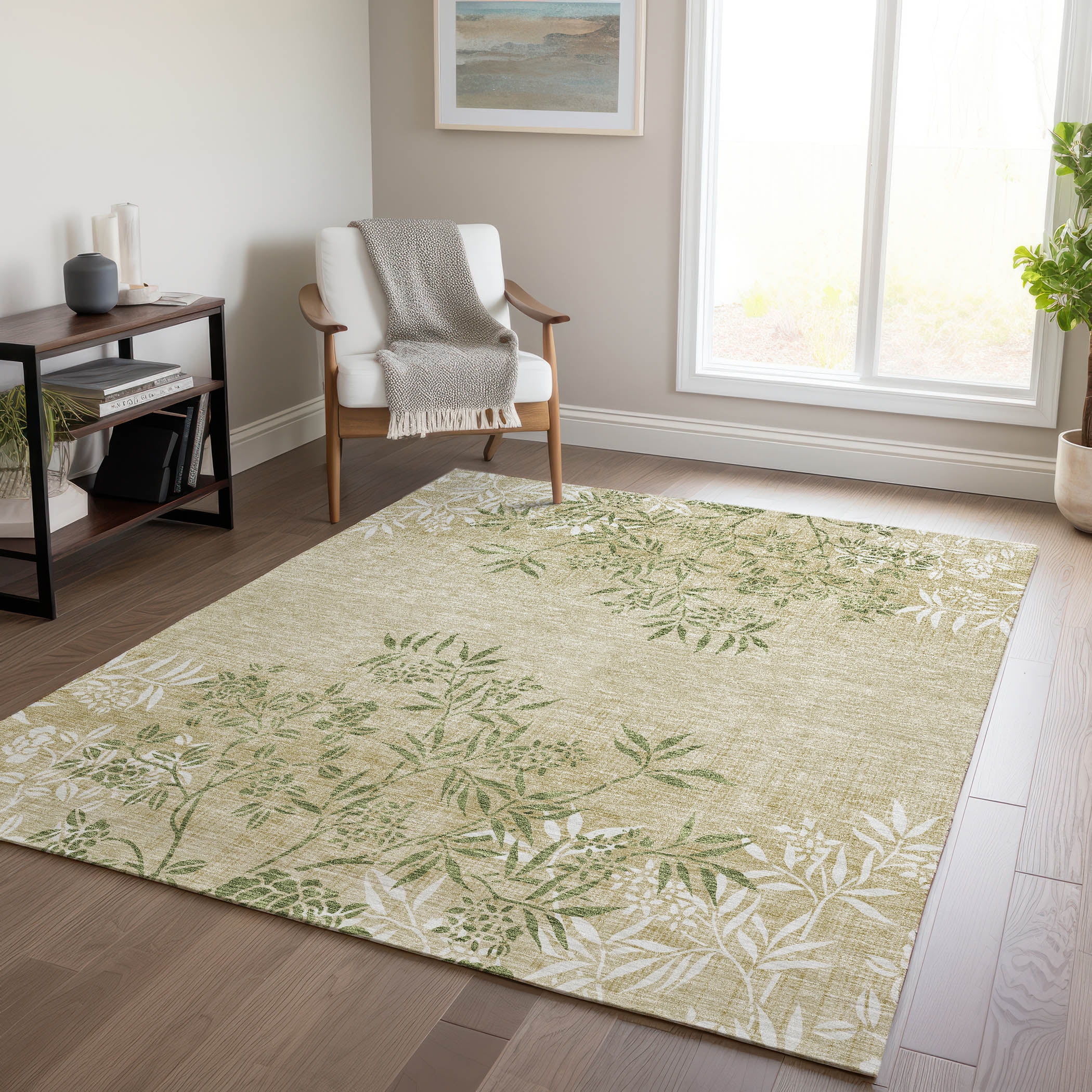 Addison Rugs Chantille Indoor/Outdoor Transitional Floral Khaki ...