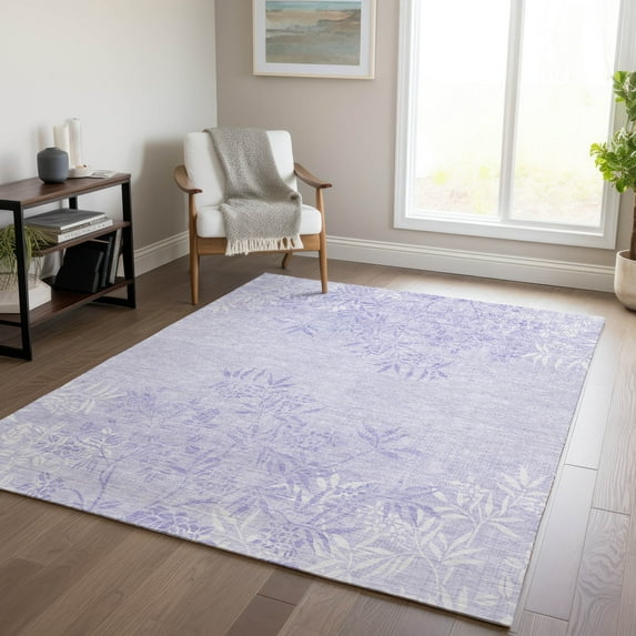 Addison Rugs Chantille Indoor/Outdoor Transitional Floral Lilac Washable Rectangle Rug, 5' x 7'6"