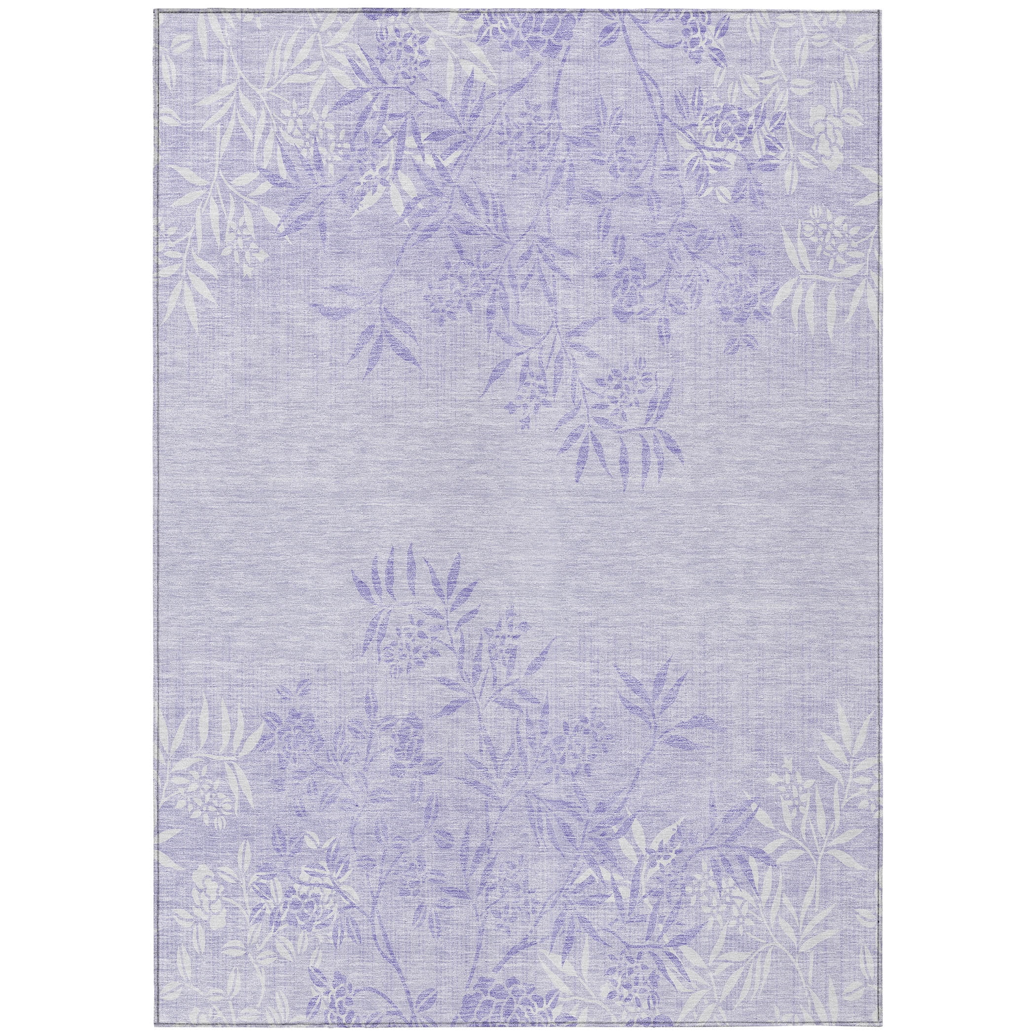 Lilac Floral Synthetic 5' x 7' Washable Indoor/Outdoor Rug