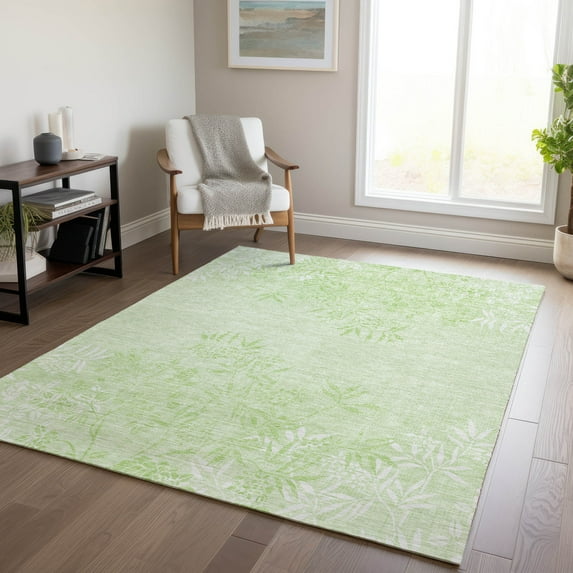 Addison Rugs Chantille Indoor/Outdoor Transitional Floral Mint Washable Rectangle Rug, 9' x 12'