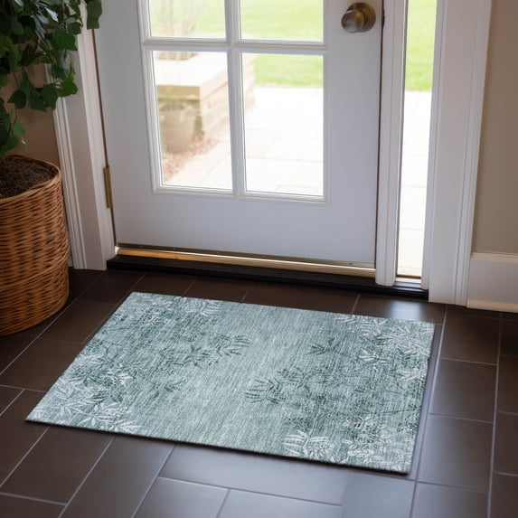Addison Rugs Chantille Indoor/Outdoor Transitional Floral Sage Washable Rectangle Rug, 1'8" x 2'6"