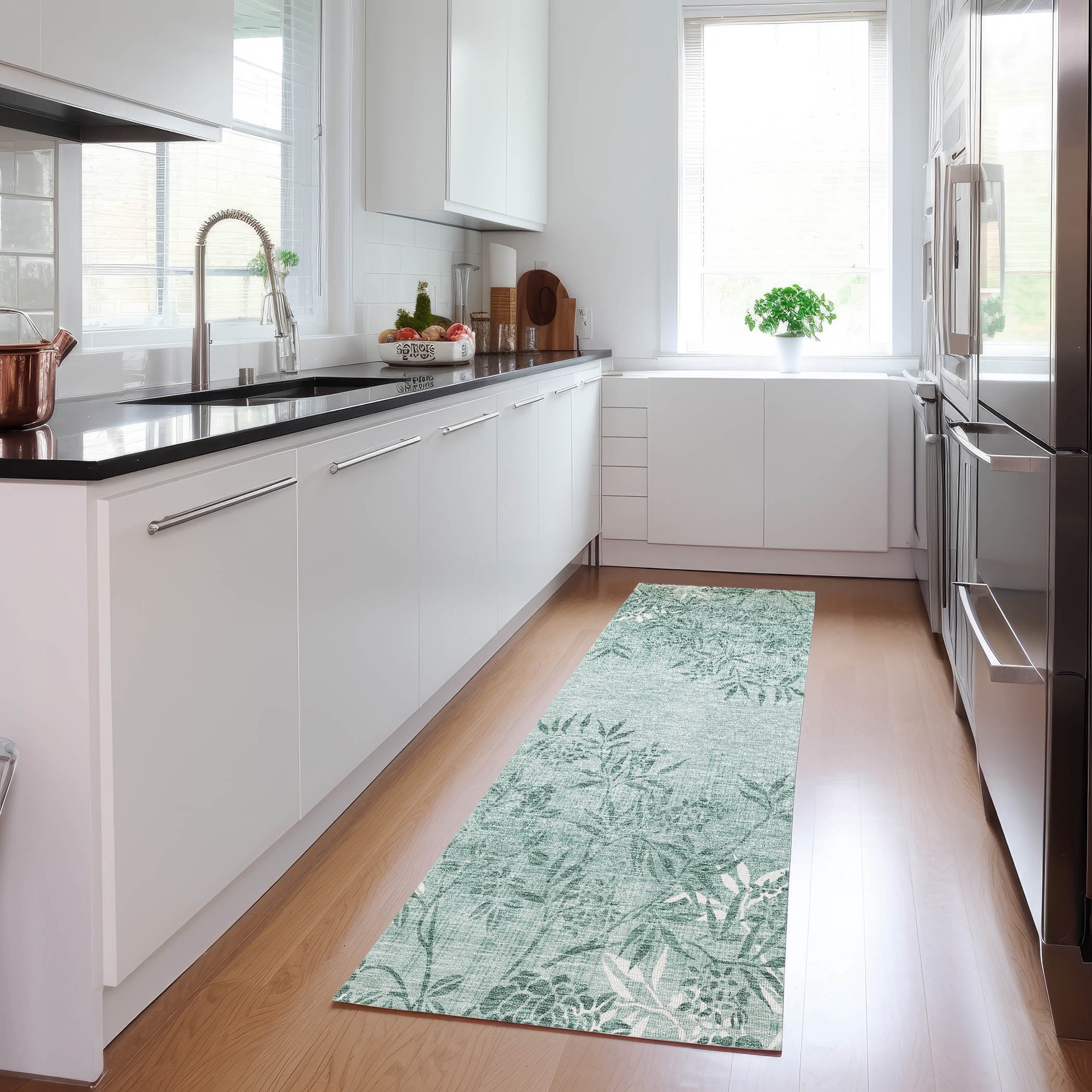 Addison Rugs Chantille Indoor/Outdoor Transitional Floral Sage Washable ...