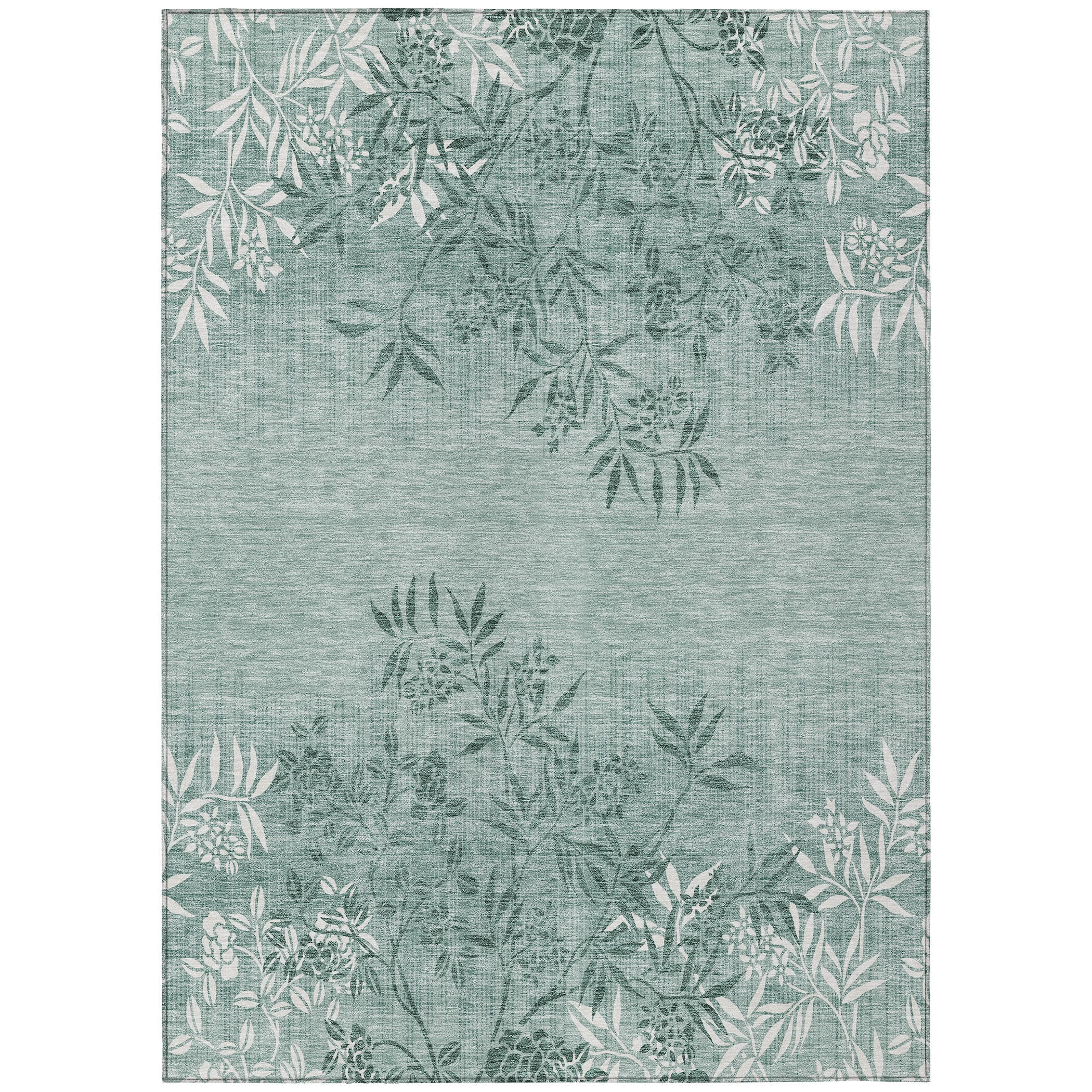 Sage Floral Reversible Synthetic Indoor/Outdoor Rug 5' x 7'