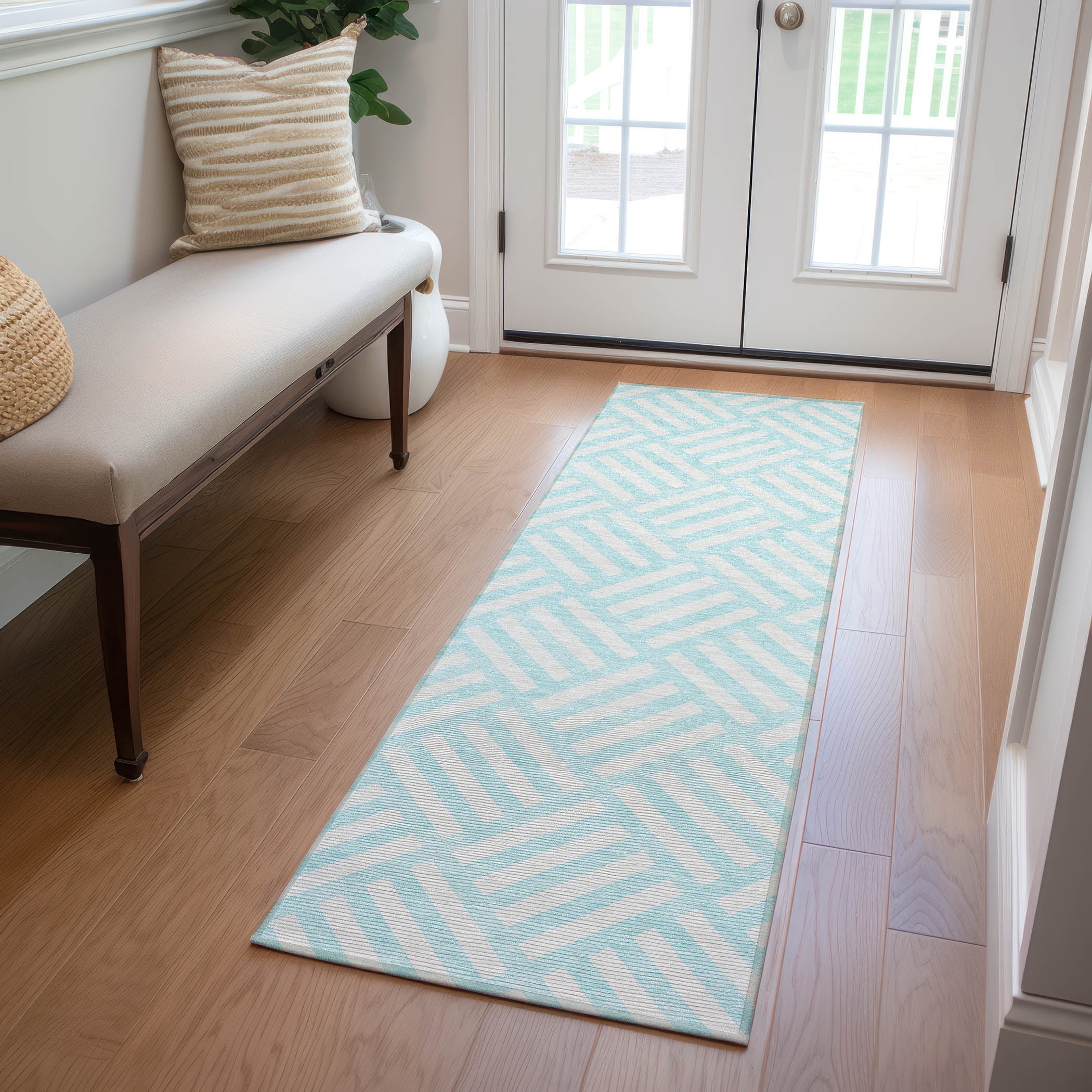 Addison Rugs Chantille Indoor/Outdoor Transitional Squares Aqua ...