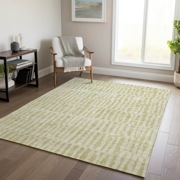 Addison Rugs Chantille Indoor/Outdoor Transitional Striped Beige Washable Rectangle Rug, 10' x 14'