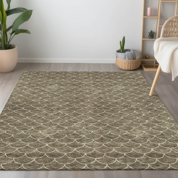 Addison Rugs Chantille Indoor/Outdoor Transitional Geometric Brown Washable Rectangle Rug, 8' x 10'