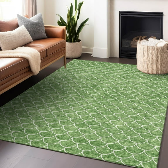 Addison Rugs Machine Washable Indoor/ Outdoor Chantille Modern Geo Rug Green - 10' x 14'