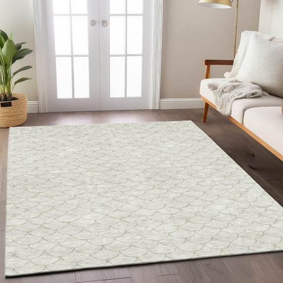 Addison Rugs Chantille Indoor/Outdoor Transitional Geometric Ivory Washable Rectangle Rug, 5' x 7'6"