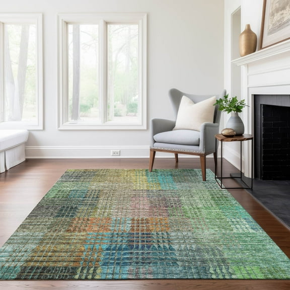 Addison Rugs Chantille Indoor/Outdoor Transitional Triangles Green Washable Rectangle Rug, 2'6" x 3'10"