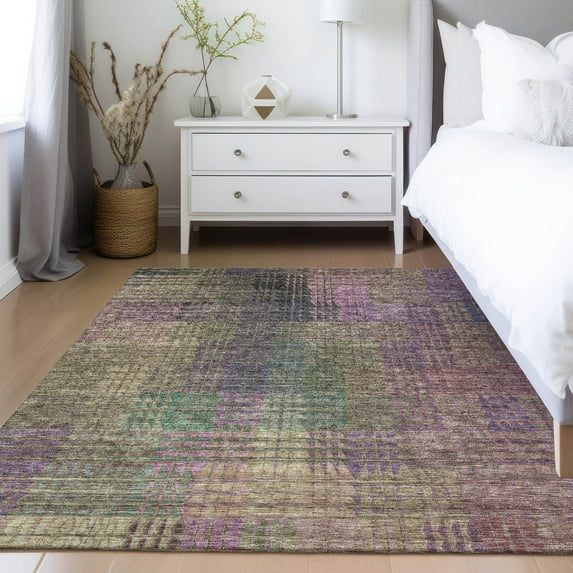 Addison Rugs Chantille Indoor/Outdoor Transitional Triangles Plum Washable Rectangle Rug, 3' x 5'