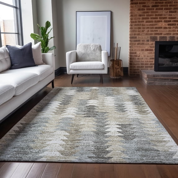Addison Rugs Chantille Indoor/Outdoor Transitional Modern Taupe Washable Rectangle Rug, 9' x 12'