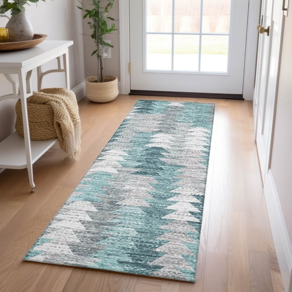 Addison Rugs Chantille Indoor/Outdoor Transitional Modern Teal Washable Runner Rug, 2'3" x 7'6"