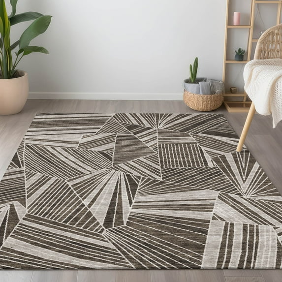 Addison Rugs Chantille Indoor/Outdoor Transitional Geometric Brown Washable Rectangle Rug, 2'6" x 3'10"