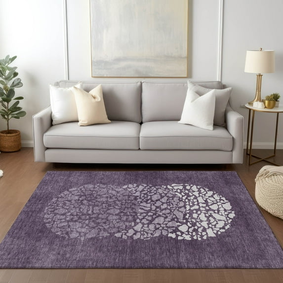 Addison Rugs Chantille Indoor/Outdoor Transitional Circles Eggplant Washable Rectangle Rug, 5' x 7'6"