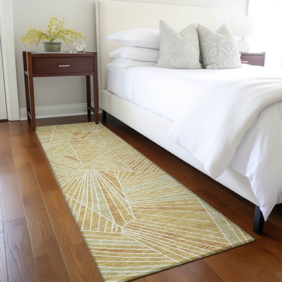 Addison Rugs Chantille Indoor/Outdoor Transitional Geometric Gold Washable Runner Rug, 2'3" x 7'6"