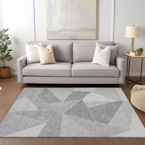 Addison Rugs Chantille Indoor/Outdoor Transitional Geometric Gray Washable Rectangle Rug, 3' x 5'