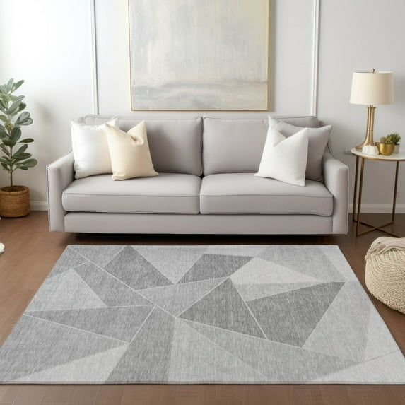 Addison Rugs Chantille Indoor/Outdoor Transitional Geometric Gray Washable Rectangle Rug, 8' x 10'