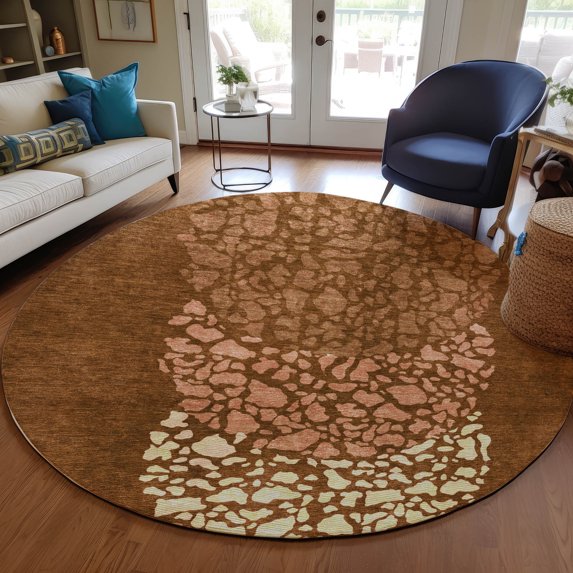 Addison Rugs Chantille Indoor/Outdoor Transitional Circles Paprika Washable Round Rug, 8' x 8'