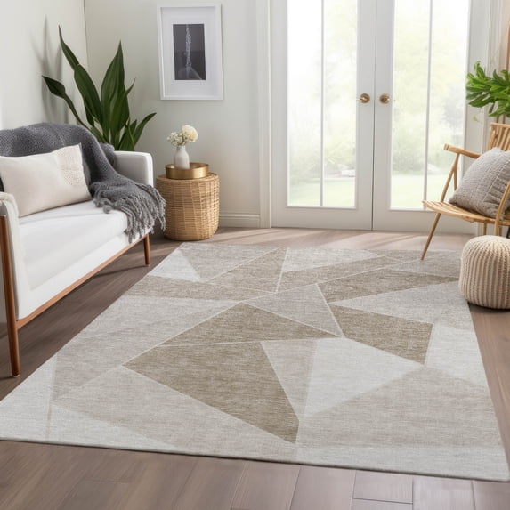 Addison Rugs Chantille Indoor/Outdoor Transitional Geometric Taupe Washable Rectangle Rug, 3' x 5'