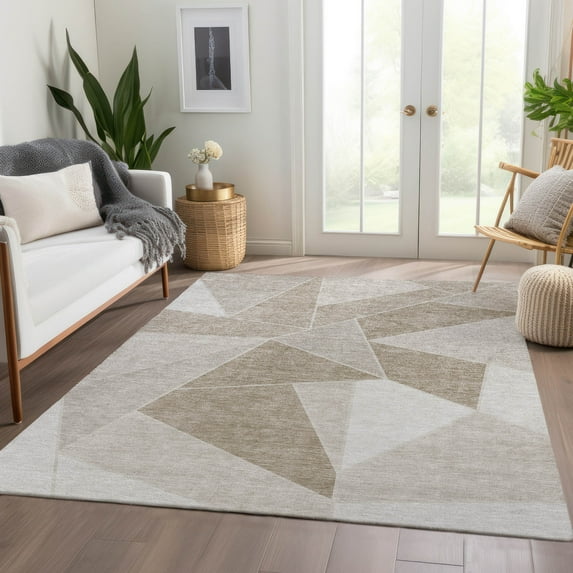 Addison Rugs Chantille Indoor/Outdoor Transitional Geometric Taupe Washable Rectangle Rug, 5' x 7'6"