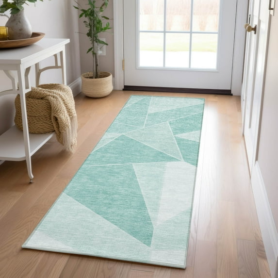 Addison Rugs Chantille Indoor/Outdoor Transitional Geometric Teal Washable Runner Rug, 2'3" x 7'6"