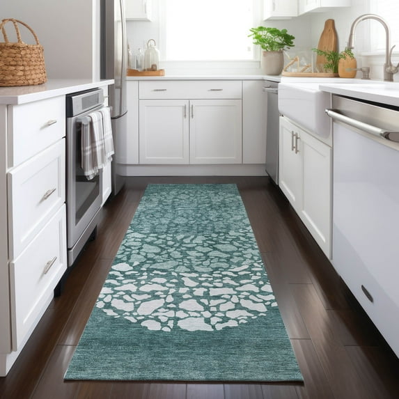 Addison Rugs Chantille Indoor/Outdoor Transitional Circles Teal Washable Runner Rug, 2'3" x 7'6"