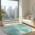 thumbnail image 1 of Addison Rugs Chantille Indoor/Outdoor Transitional Geometric Teal Washable Round Rug, 8' x 8', 1 of 5