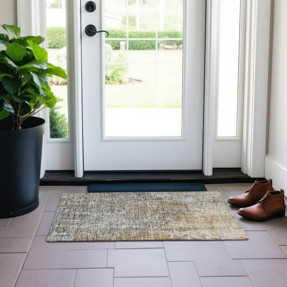 Addison Rugs Chantille Indoor/Outdoor Transitional Squares Beige Washable Rectangle Rug, 1'8" x 2'6"