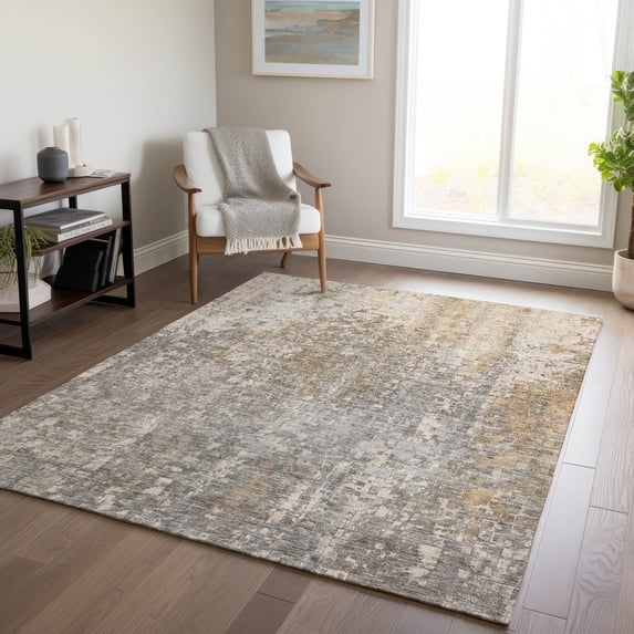 Addison Rugs Chantille Indoor/Outdoor Transitional Squares Beige Washable Rectangle Rug, 5' x 7'6"