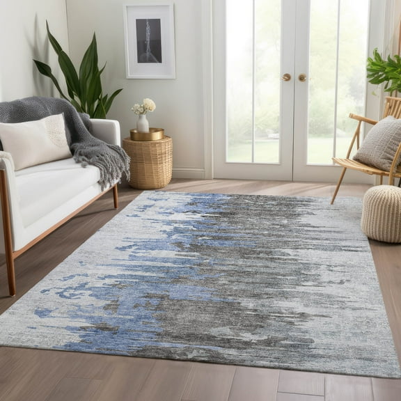Addison Rugs Chantille Indoor/Outdoor Transitional Modern Blue Washable Rectangle Rug, 10' x 14'
