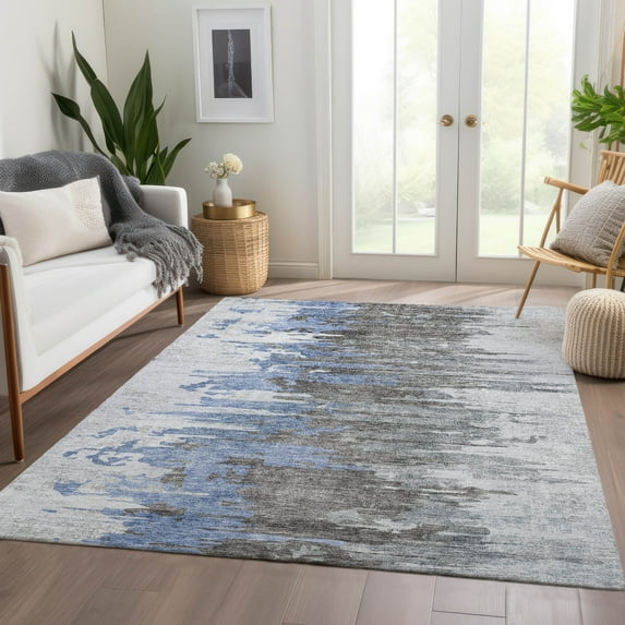 Addison Rugs Chantille Indoor/Outdoor Transitional Modern Blue Washable Rectangle Rug, 10' x 14'