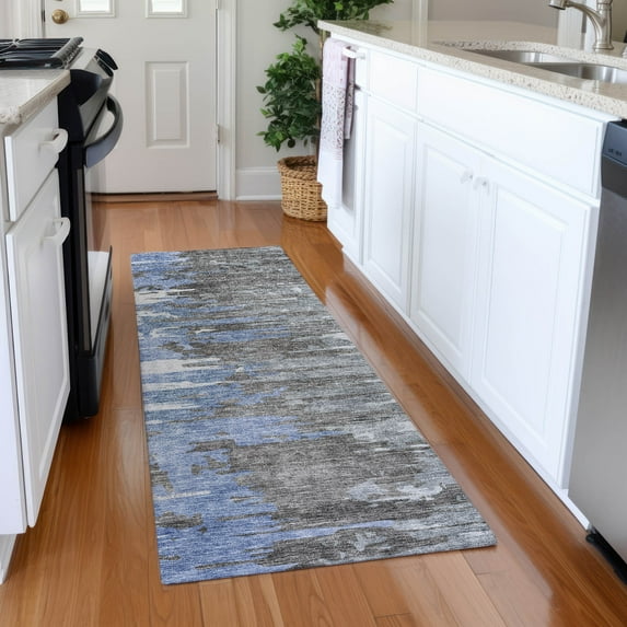 Addison Rugs Chantille Indoor/Outdoor Transitional Modern Blue Washable Runner Rug, 2'3" x 7'6"