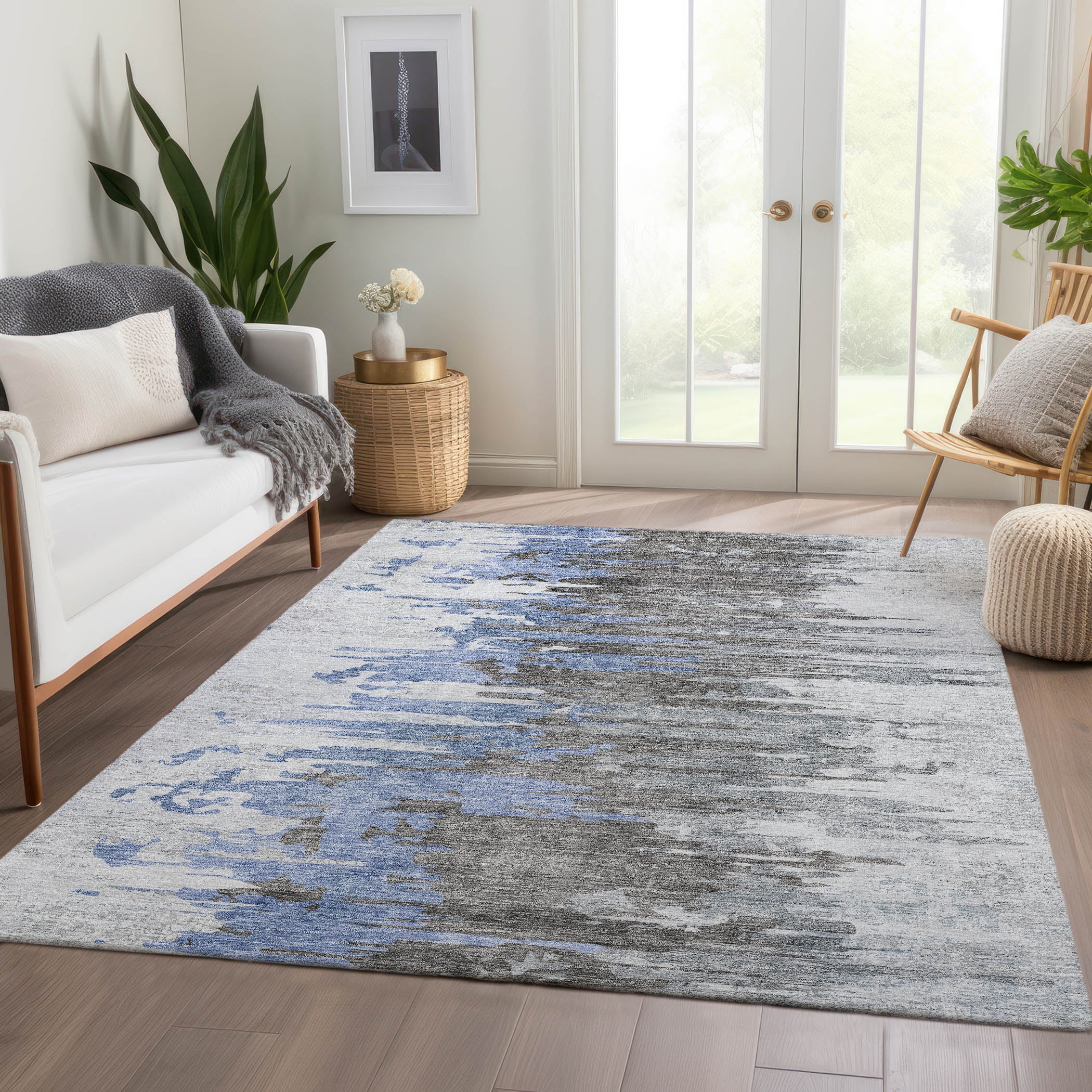 Addison Rugs Chantille Indoor/Outdoor Transitional Modern Blue Washable ...