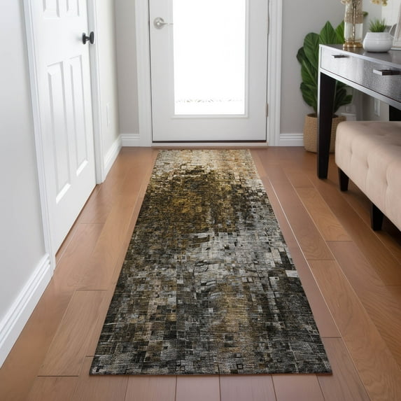 Addison Rugs Chantille Indoor/Outdoor Transitional Squares Brown Washable Runner Rug, 2'3" x 7'6"