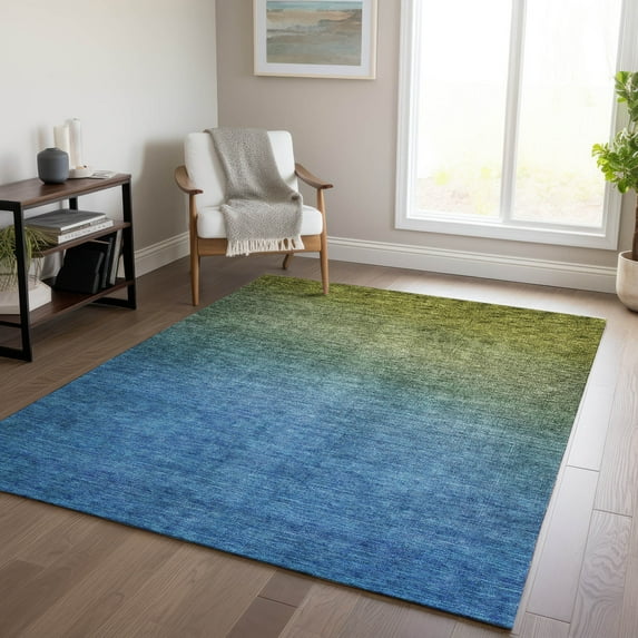 Addison Rugs Chantille Indoor/Outdoor Solid Ombre Olive Washable Rectangle Rug, 10' x 14'