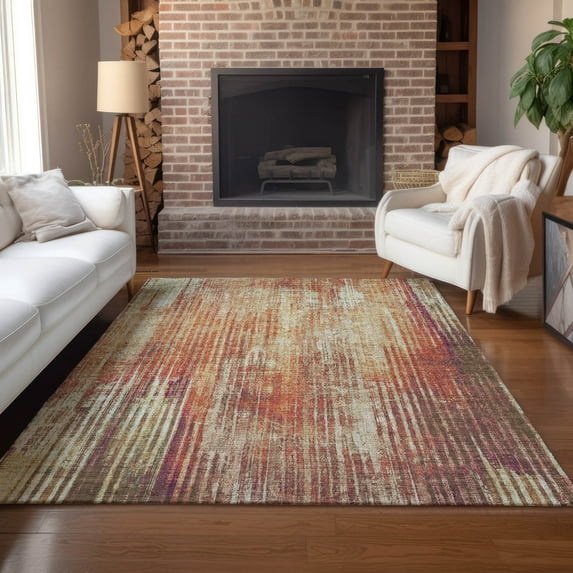 Addison Rugs Chantille Indoor/Outdoor Transitional Stripes Paprika Washable Rectangle Rug, 2'6" x 3'10"