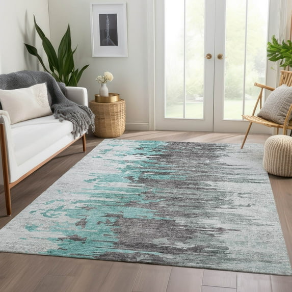 Addison Rugs Chantille Indoor/Outdoor Transitional Modern Teal Washable Rectangle Rug, 10' x 14'