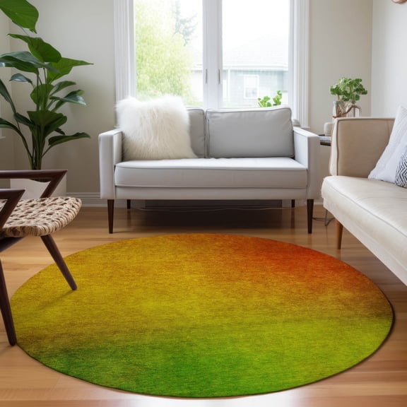 Addison Rugs Chantille Indoor/Outdoor Transitional Ombre Terracotta Washable Round Rug, 8' x 8'
