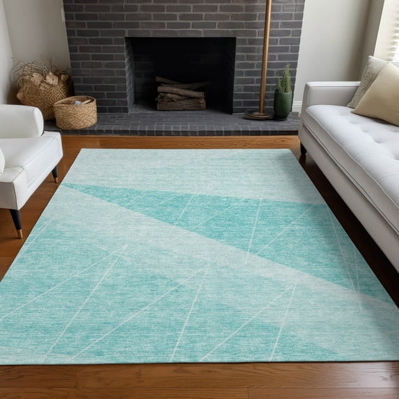 Addison Rugs Chantille Indoor/Outdoor Transitional Modern Teal Washable Rectangle Rug, 9' x 12'