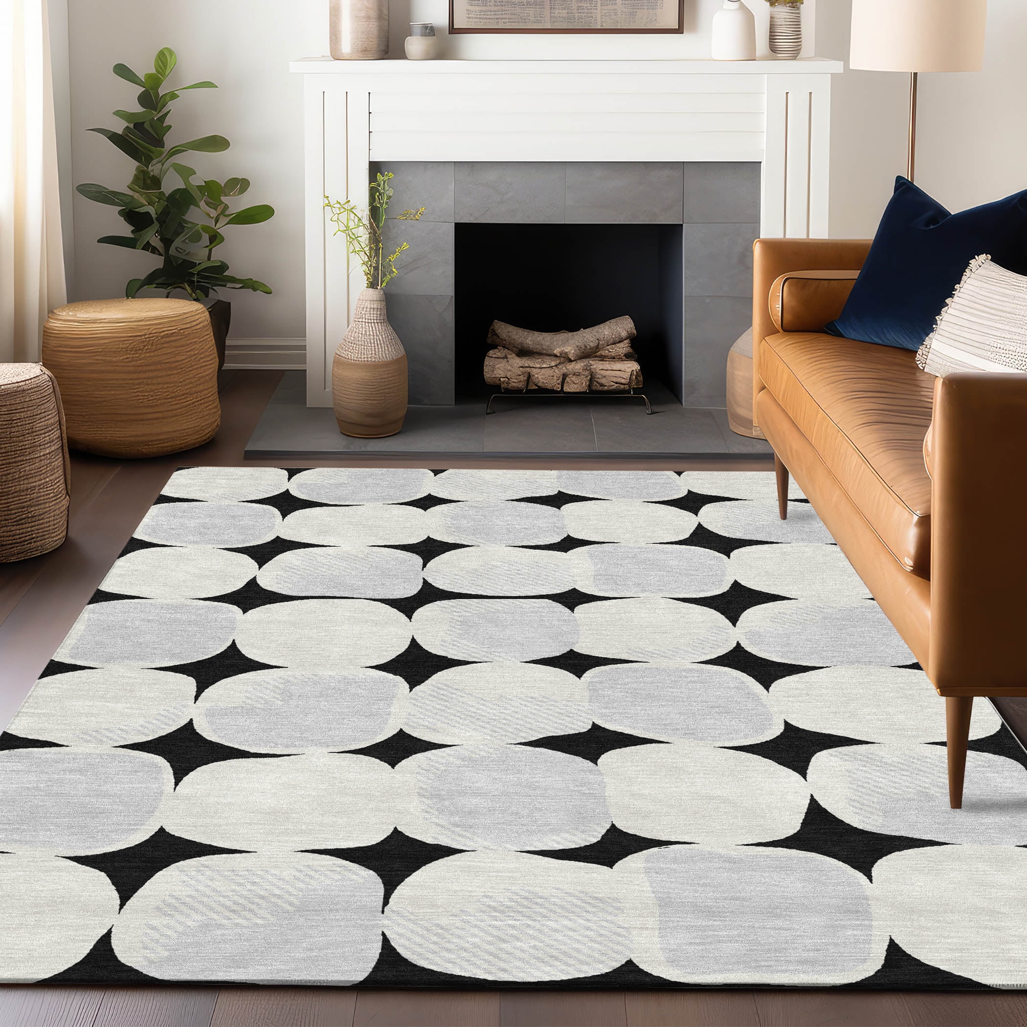 Addison Rugs Chantille Indoor/Outdoor Transitional Circles Black ...